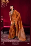 Wine Lotus By Girnar Satin Linen Handloom Weaving Silk Saree